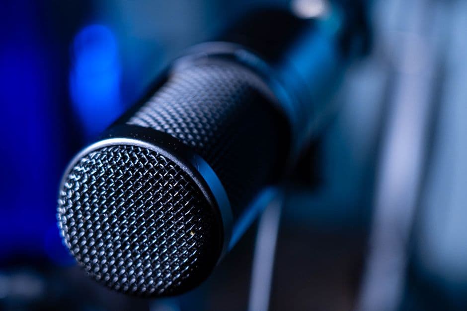 A studio microphone in close-up